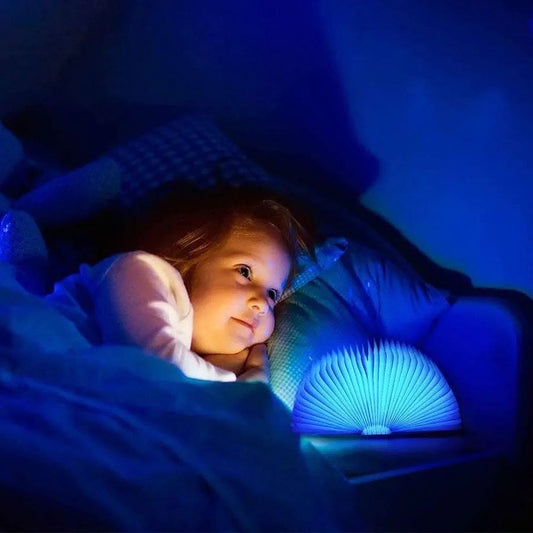 Luxury Foldable LED Book Lamp – USB Rechargeable Wooden Night Light