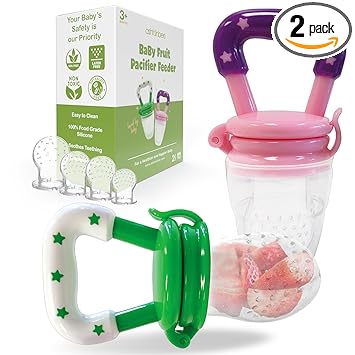2 in 1 Baby Infant Food Fruits Soft Bite Nipple Feeder Silicone Pacifier With Baby Spoon Squeeze Soft Silicone Spoon Feeder Feeding Tool For Babies