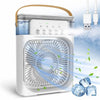 Portable Mini Air Cooler & Humidifier Fan - 3 Speed Ice Cool Air Conditioner Fan with 5 Spray Mists, LED Light & USB Cable