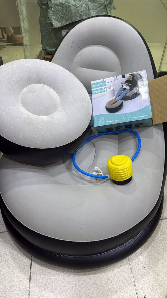 Luxury Inflatable Lounge Chair with Ottoman – Modern Air Sofa Set for Living Room & Bedroom