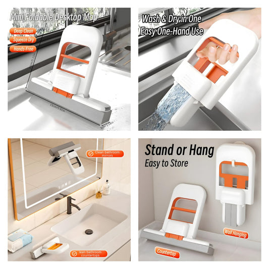 Mini Portable Self-Squeezing Mop – Smart Squeegee Cleaning Tool for Countertops & Glass
