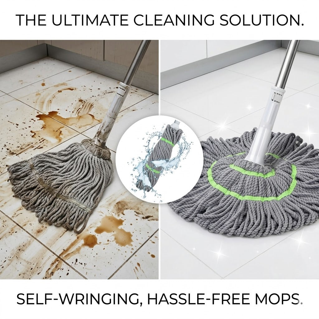 SPIN MOP TWIST MOP Heavy duty twisted mop iron rod twisted mop Hand free u moop Manual rotatable moop Household twist and rotating mop use for sollar plates cleaning  New easy turning moop SPIN MOP TWIST MOP Heavy duty twisted mop iron rod twisted mop