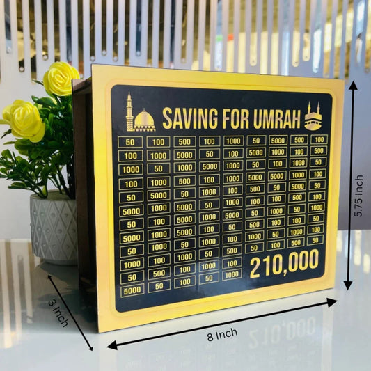 Umrah Saving Box Premium Wood Brown