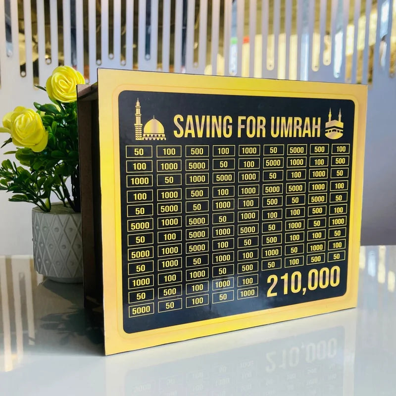 Umrah Saving Box Premium Wood Brown