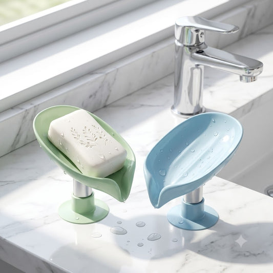Leaf Shape Soap Box Waterproof Plastic Drain Holder For Bathroom And Shower Multi Pack