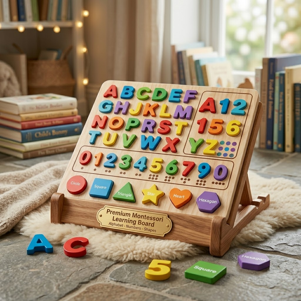 Wooden Alphabet & Number Matching Puzzle Board